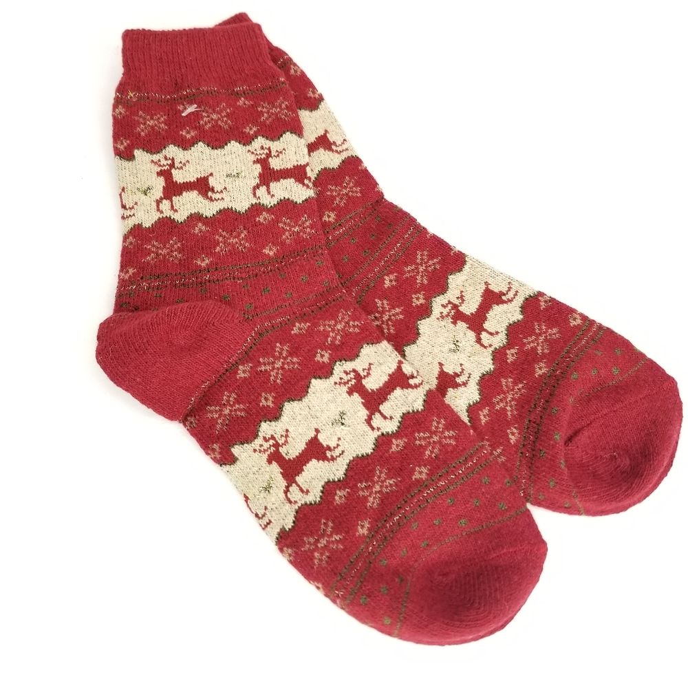 🍁3/$25 5 Pr Holiday Reindeer Socks - Picture 3 of 8
